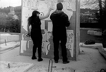 Lauranne et Jean Pierre Pouzol : intervention  l'oblisque ! Photo Jacques Rouby.